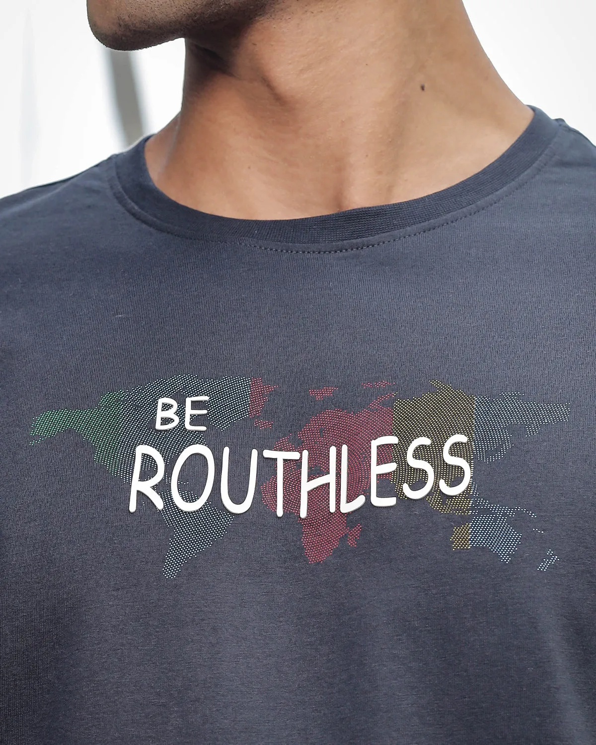 Men’s Premium Cotton Black T-Shirt with Embroidered Slogan