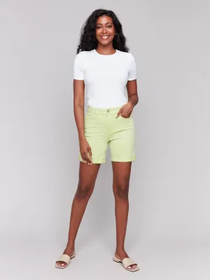 Rolled Cuff Twill Shorts - Keylime