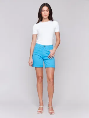 Rolled Cuff Twill Shorts - Lagoon