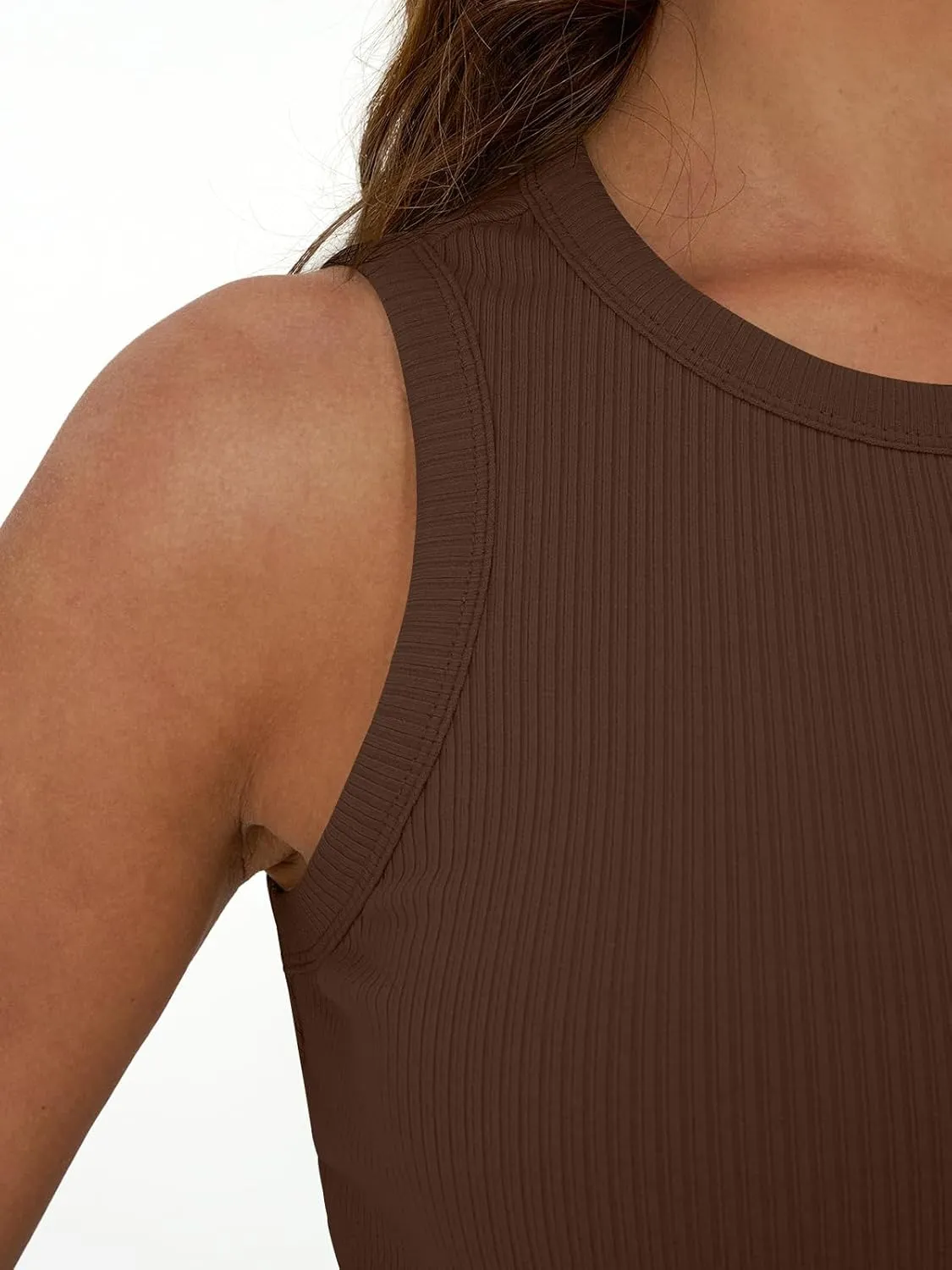 Trendy Queen Womens Tank Tops Summer Fashion 2025 Workout Ribbed Sleeveless High Neck Beach Vacation Oufits Clothes
