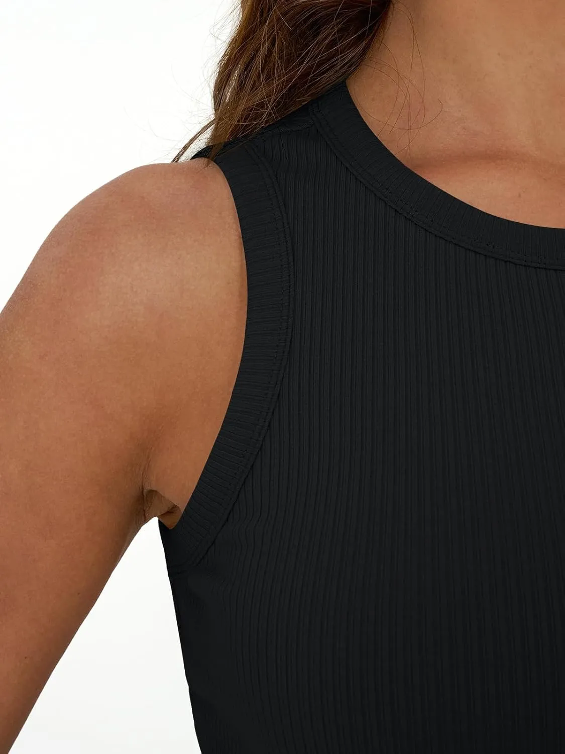 Trendy Queen Womens Tank Tops Summer Fashion 2025 Workout Ribbed Sleeveless High Neck Beach Vacation Oufits Clothes
